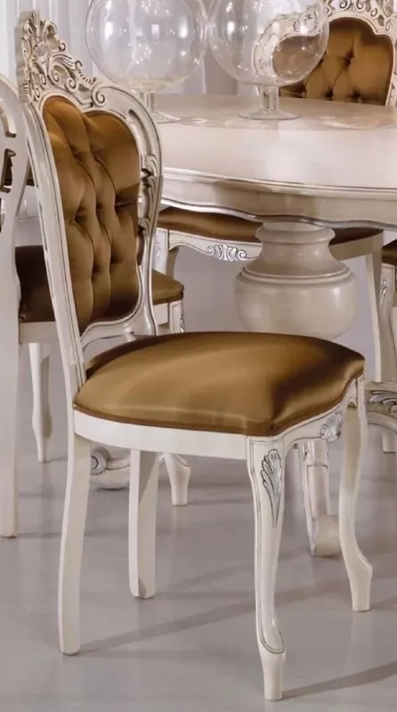 Preisreduziert Casa Padrino conjunto de sillas de comedor barroco de lujo marrón / crema / plata - Conjunto de 6 sillas de cocina hechas a mano - Muebles de comedor barrocos - Calidad de Lujo - Hecho en Italia