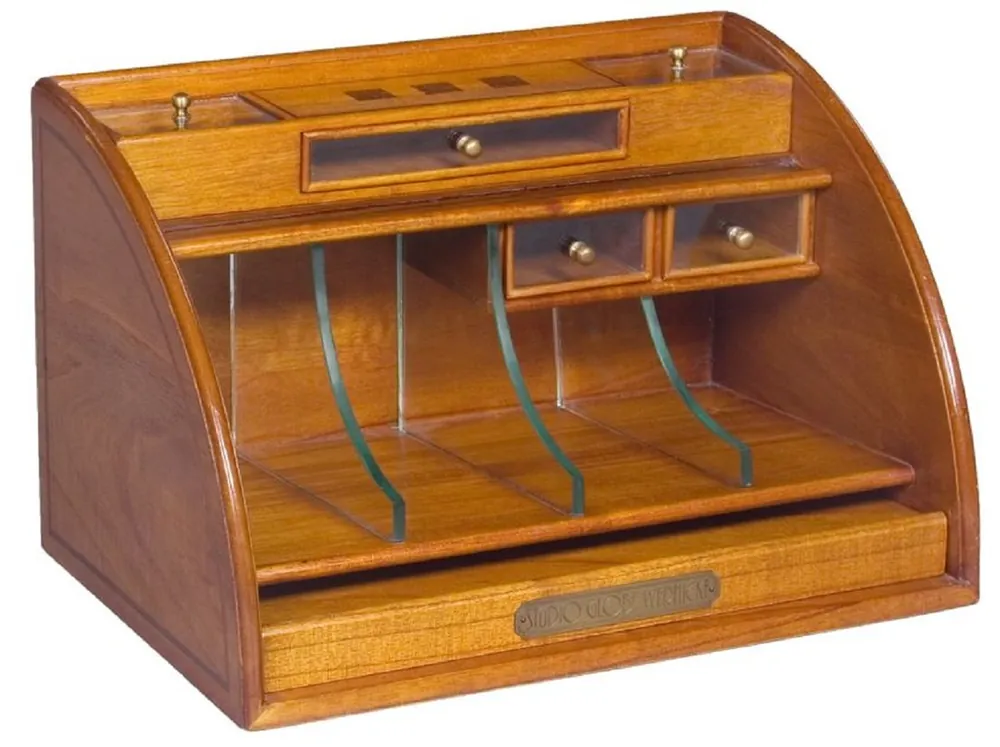 Casa Padrino caja organizadora de escritorio de lujo marrón claro 37,5 x 25 x A. 24 cm - Elegante caja de oficina de madera maciza - Accesorios de Oficina y Escritorio de Lujo Zertifiziert