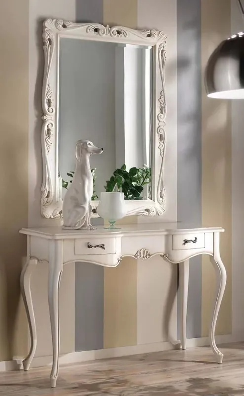 Angebot Casa Padrino consola de espejo barroco de lujo blanco - Magnífica consola barroco con espejo de pared - Muebles Barrocos de Hotel y Castillo - Calidad de Lujo - Hecho en Italia