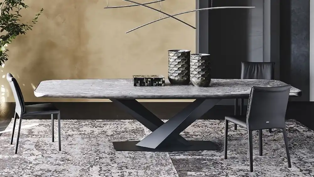 Direkt Vom Hersteller Casa Padrino mesa de comedor de lujo negro 300 x 128 x A. 73 cm - Mesa de comedor con tablero de cerámica de alta calidad - Muebles de comedor modernos - Calidad de lujo - Hecho en Italia