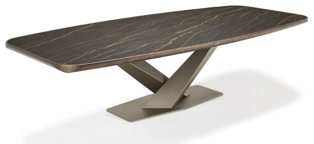 Casa Padrino mesa de comedor de lujo negro / bronce / titanio 300 x 128 x A. 73 cm - Mesa de comedor con tablero de cerámica - Muebles de comedor modernos - Calidad de lujo - Hecho en Italia Nur Für Kurze Zeit