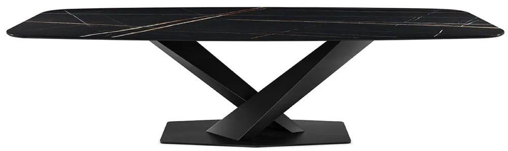Casa Padrino mesa de comedor de lujo negro de alto brillo / negro 300 x 120 x A. 75 cm - Mesa de comedor con tablero de cerámica - Muebles de comedor modernos - Calidad de lujo - Hecho en Italia Markenware