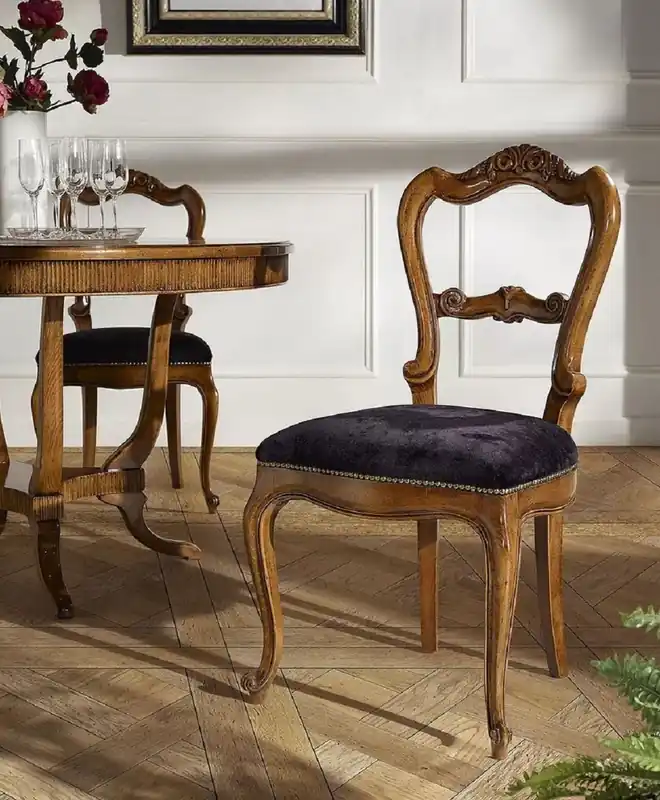 Casa Padrino conjunto de sillas de comedor Biedermeier de lujo púrpura / marrón - Conjunto de sillas de cocina de 6 - Muebles de comedor Biedermeier - Calidad de Lujo - Hecho en Italia Begrenztes Angebot