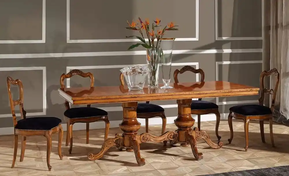 Casa Padrino Conjunto de Comedor Biedermeier de Lujo Púrpura / Marrón - 1 Mesa de Comedor Biedermeier & 6 Sillas de Comedor Biedermeier - Muebles de Comedor Biedermeier - Hecho en Italia Preis Gesenkt