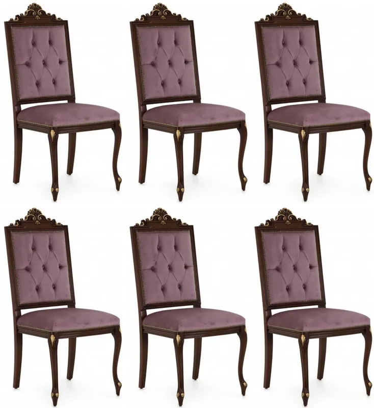 Angebot Casa Padrino conjunto de sillas de comedor barrocos de lujo púrpura / marrón oscuro / oro - Conjunto de sillas de cocina de 6 - Muebles de comedor barrocos - Calidad de Lujo - Hecho en Italia