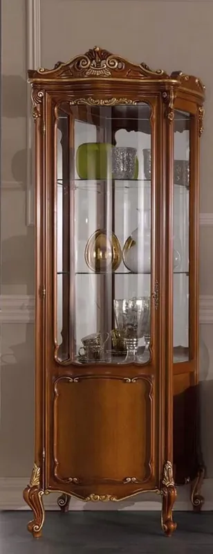 Bestseller Casa Padrino vitrina barroco de lujo marrón / oro - Vitrina hecha a mano con puerta - Magníficos muebles barrocos - Calidad de Lujo - Hecho en Italia