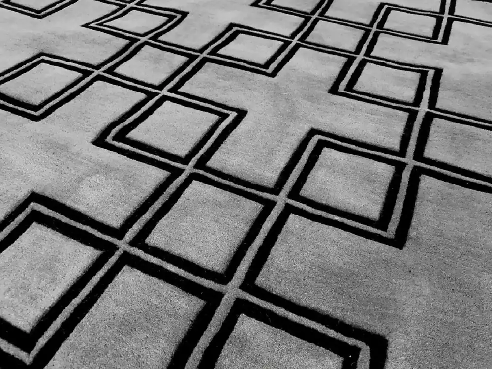 Casa Padrino alfombra de lana de lujo gris / negro 300 x 400 cm - Alfombra de diseño rectangular - Alfombra de salón de lana tufting a mano - Calidad de Lujo Bestpreis
