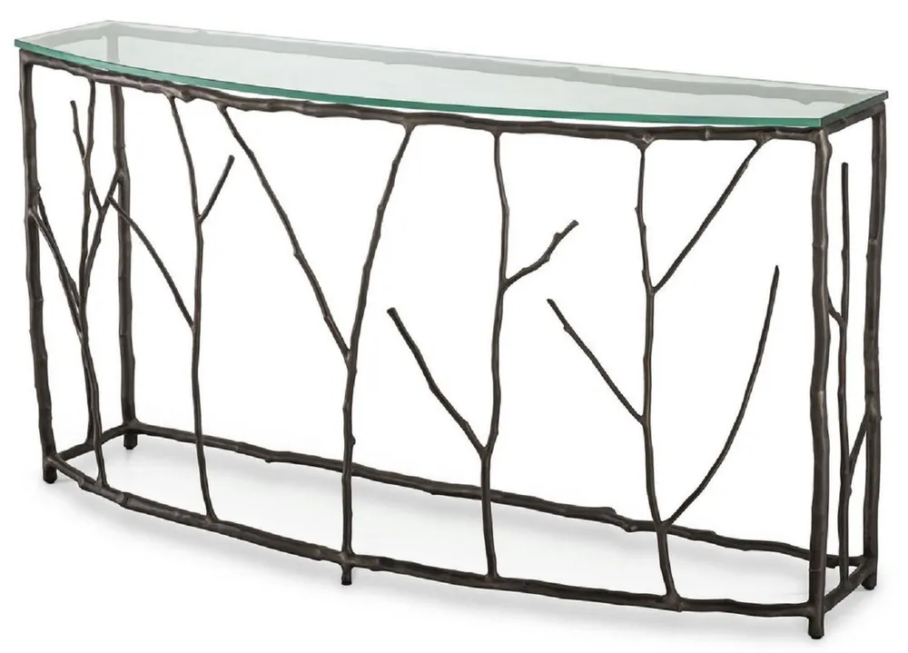 Ausverkauf Casa Padrino consola de lujo bronce 140,5 x 41 x A. 74,5 cm - Consola de aluminio con tapa de vidrio - Muebles de Lujo