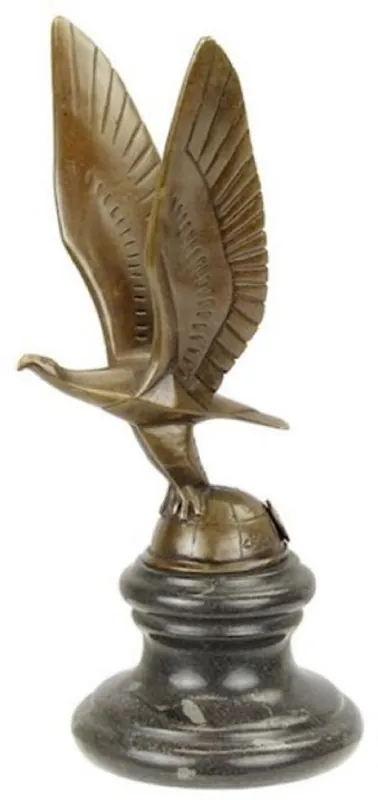 Nur Für Kurze Zeit Casa Padrino escultura de bronce Art Deco de lujo águila sobre globo con base de mármol bronce / negro 11 x 11,5 x A. 22,8 cm - Figura de Bronce - Figura Decorativa - Accesorios Decorativos