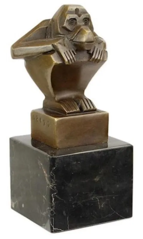 Kracherpreis Casa Padrino escultura de bronce Art Deco de lujo mono con base de mármol bronce / negro 6,2 x 5,6 x A. 12,6 cm - Figura de Bronce - Figura Decorativa - Accesorios Decorativos