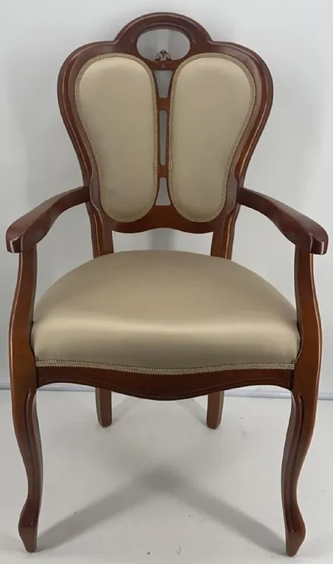 Casa Padrino silla de comedor Art Nouveau de lujo con reposabrazos oro / marrón 57 x 43 x A. 105 cm - Silla tapizada de madera maciza - Muebles de Comedor Art Nouveau Echt