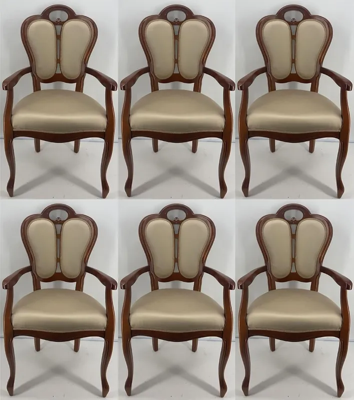 Heißes Angebot Casa Padrino conjunto de 6 sillas de comedor Art Nouveau de lujo oro / marrón 57 x 43 x A. 105 cm - Sillas tapizadas de madera maciza con reposabrazos - Muebles de Comedor Art Nouveau
