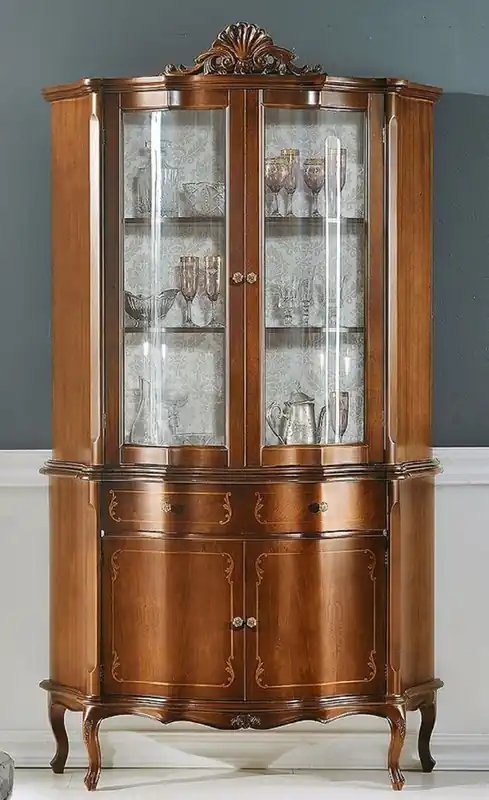 Jetzt Kaufen Casa Padrino vitrina barroco de lujo marrón - Magnífica vitrina barroco con 4 puertas y cajón - Muebles Barrocos - Calidad de Lujo - Hecho en Italia
