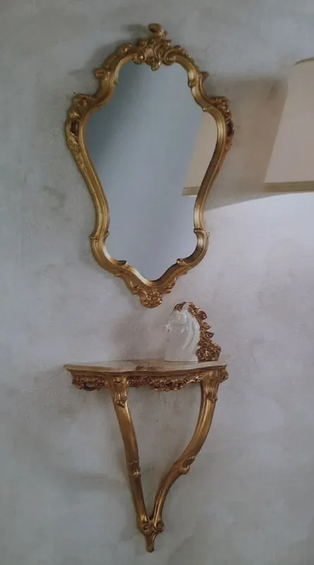 Casa Padrino conjunto de muebles barrocos de lujo oro - 1 Consola de Pared Barroco y 1 Espejo de Pared Barroco - Muebles Barrocos de Hotel y Castillo - Hecho en Italia Neue Kollektion