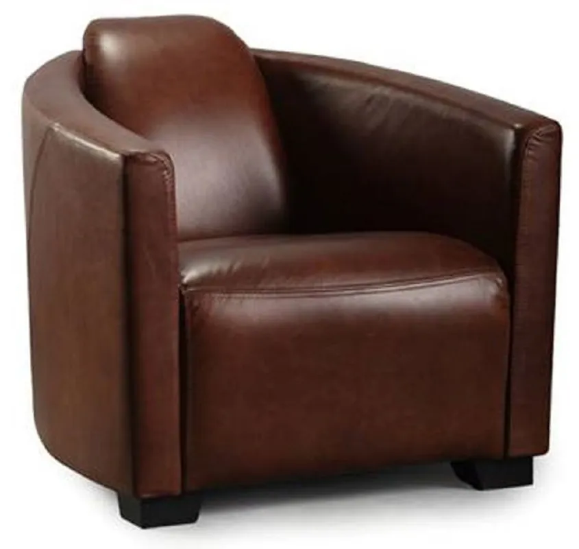 Casa Padrino sillón de cuero de lujo marrón oscuro / negro 72 x 90 x A. 67 cm - Sillón de salón de cuero auténtico - Muebles de Salón - Colección de Lujo Markenware