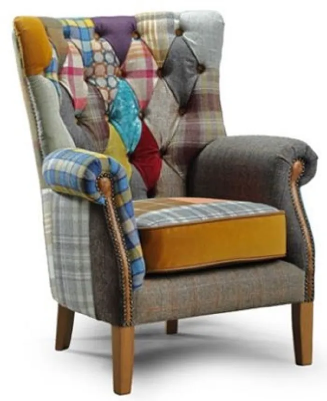 Wochenendangebot Casa Padrino sillón de salón Chesterfield de lujo multicolor / gris / marrón 80 x 80 x A. 102 cm - Muebles de salón Chesterfield