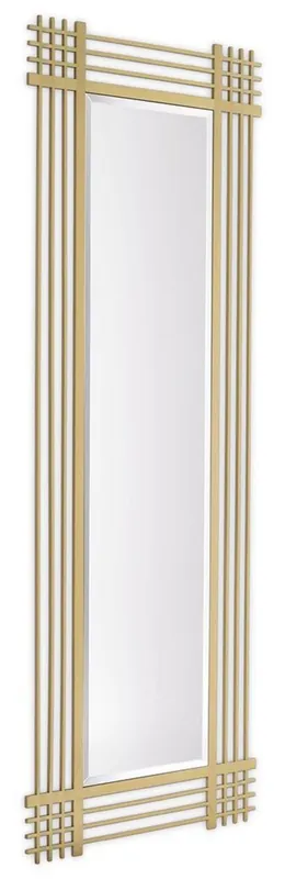 Saisonangebot Casa Padrino espejo de pared de lujo de acero inoxidable latón 80 x 3 x A. 220 cm - Espejo de salón - Espejo de dormitorio - Espejo de armario - Muebles de Lujo