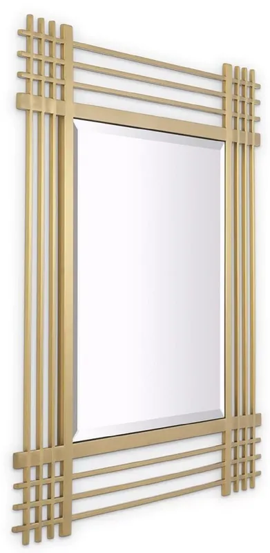 Casa Padrino espejo de pared de lujo de acero inoxidable latón 100 x 3 x A. 100 cm - Espejo de salón - Espejo de dormitorio - Espejo de armario - Muebles de Lujo Top-Seller