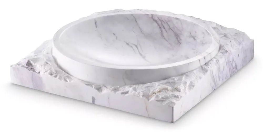 Letzte Chance Casa Padrino cuenco de mármol decorativo de lujo blanco 30,5 x 30,5 x A. 6 cm - Frutero de mármol de alta calidad - Accesorios de Decoración para Hoteles y Restaurantes - Calidad de Lujo