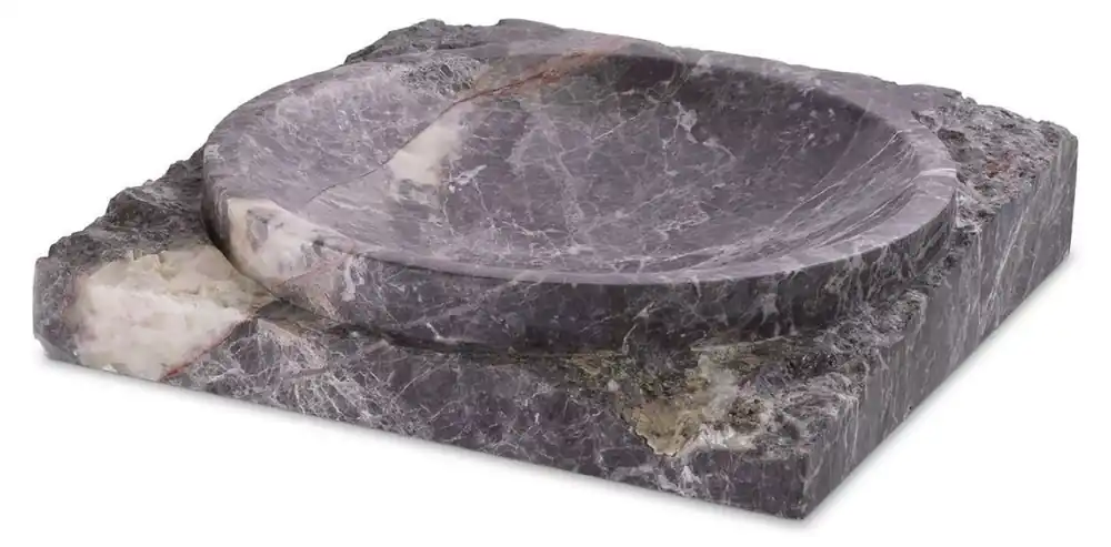 Casa Padrino cuenco de mármol decorativo de lujo gris 30,5 x 30,5 x A. 6 cm - Frutero de mármol de alta calidad - Accesorios de Decoración para Hoteles y Restaurantes - Calidad de Lujo Preisreduziert