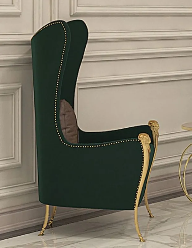 Casa Padrino sillón orejero Art Deco de lujo verde / oro 72 x 75 x A. 118 cm - Sillón de Salón - Muebles de Salón Art Deco Garantierte Lieferung