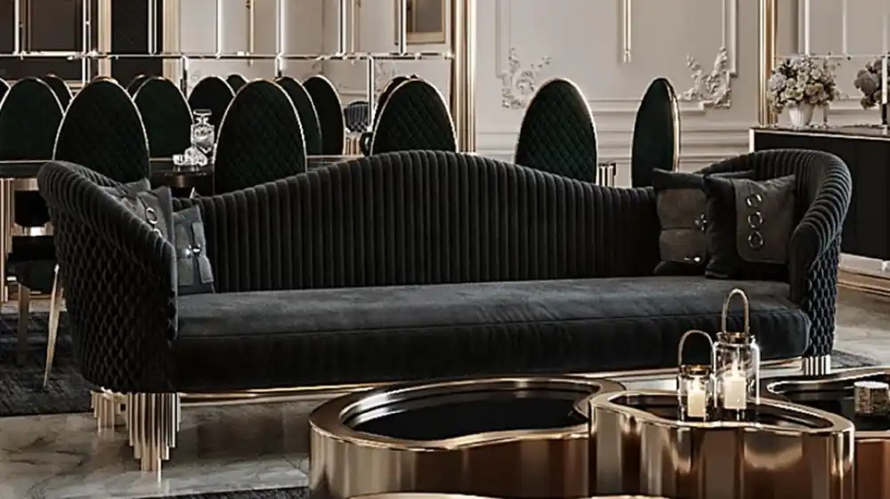 Casa Padrino Sofá de Lujo Negro / Oro 260 x 88 x A. 88 cm - Sofá de Salón Moderno - Muebles de Salón y Hotel - Colección de Lujo Begrenztes Angebot
