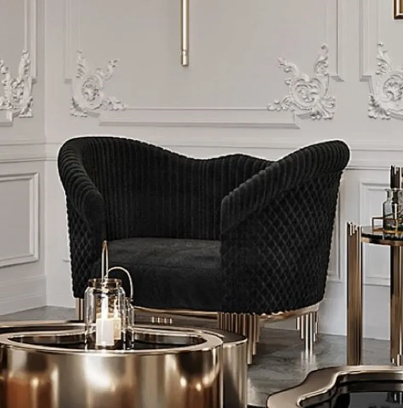 Casa Padrino sillón de lujo negro / oro 120 x 88 x A. 88 cm - Sillón de salón moderno - Muebles de Salón y Hotel - Colección de Lujo Preis Gesenkt