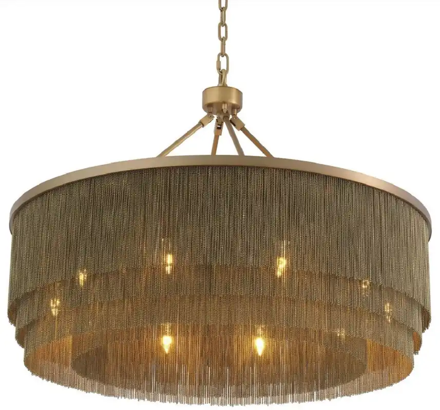Ausverkauf Casa Padrino araña de luces de acero de lujo latón antiguo Ø 90 x A. 61 cm - Araña de Luces Redonda para Hoteles y Restaurantes - Calidad de Lujo