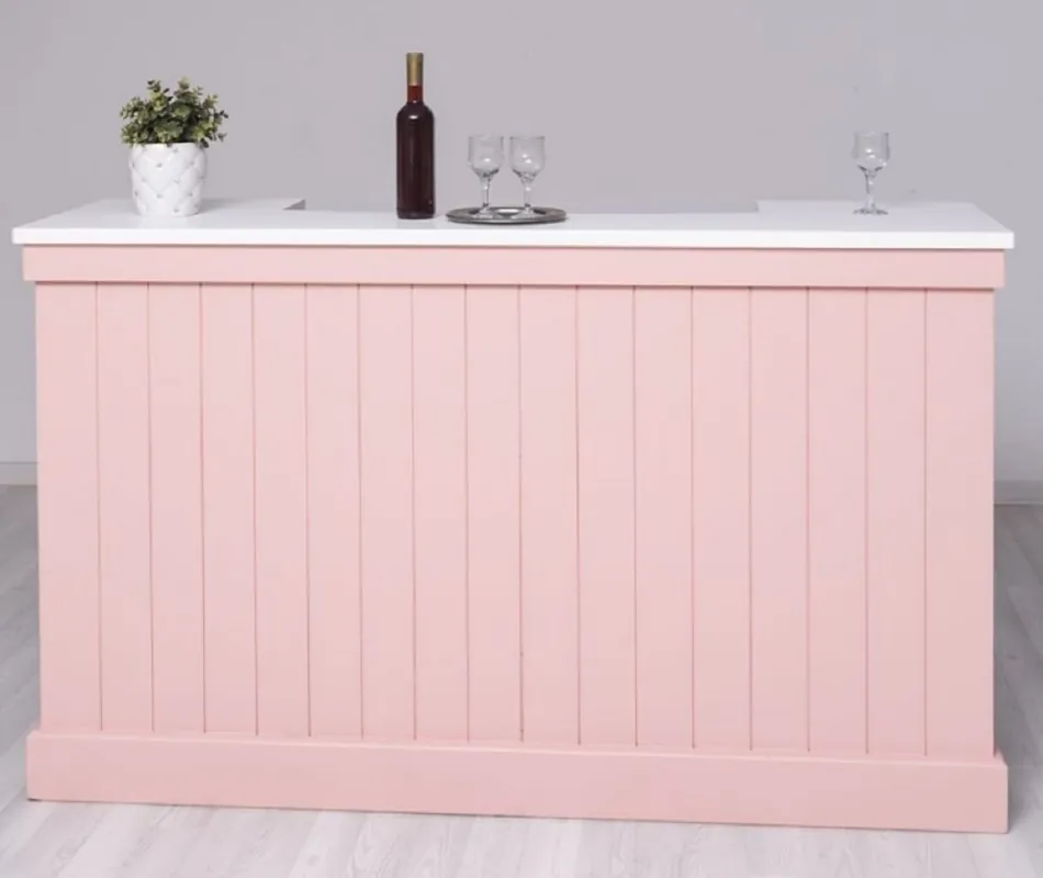 Beliebt Casa Padrino barra de bar de estilo campestre rosa / blanco 180 x 51 x A. 107 cm - Barra de bar de madera maciza - Muebles de bar de madera maciza - Muebles de bar en estilo campestre