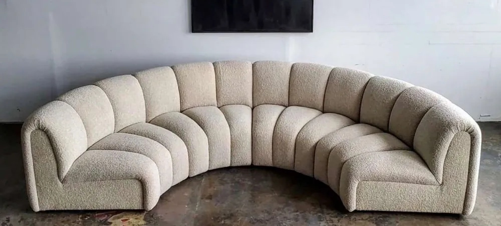 Casa Padrino sofá de lujo beige 330 x 170 x A. 76 cm - Sofá de salón curvo - Sofá semicircular - Muebles de salón - Muebles de hotel - Muebles de lujo - Interiores de lujo - Interiores de salón Heißes Angebot