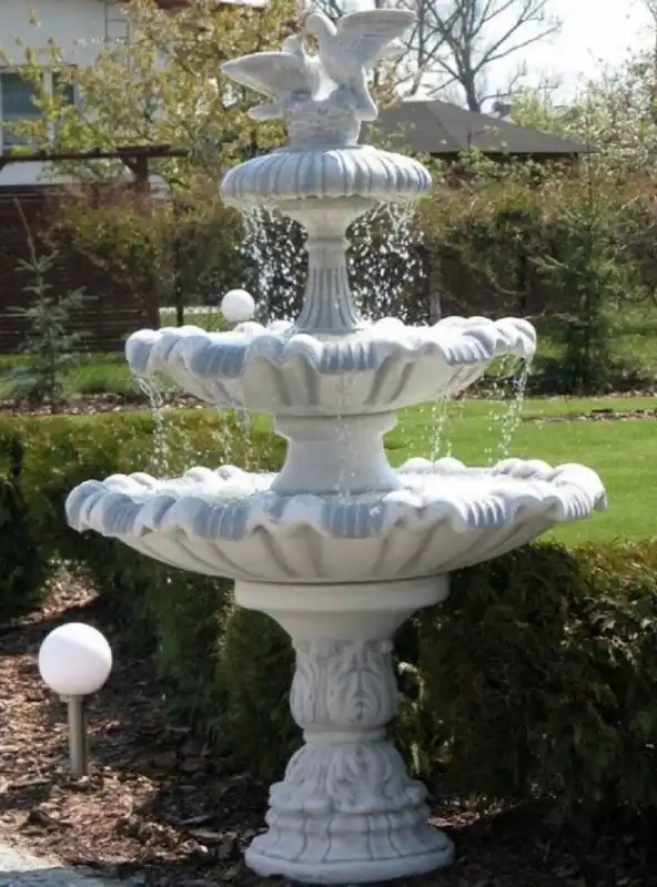 Letzte Chance Casa Padrino fuente barroco con 2 palomas decorativas gris Ø 129 x A. 195 cm - Magnífica fuente de jardín de estilo barroco - Fuente redonda de piedra para decoración de jardín