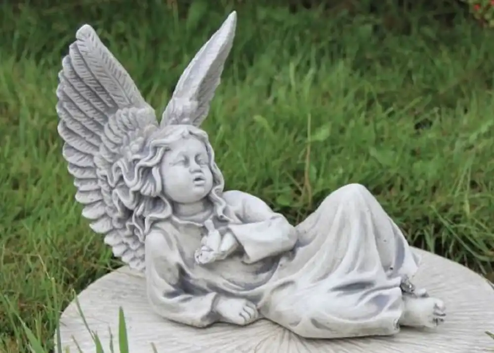 Casa Padrino Escultura de Decoración de Jardín Art Nouveau Ángel Gris 17 x 33 x A. 27 cm - Elegante Figura de Jardín - Accesorios de Decoración de Jardín Barrocos y Art Nouveau Rabatt