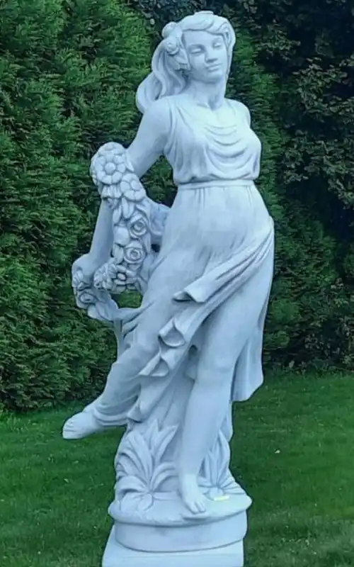 Casa Padrino Escultura de Decoración de Jardín Art Nouveau Señora Gris A. 175 cm - Elegante Figura de Jardín - Accesorios de Decoración de Jardín Barrocos y Art Nouveau Top-Seller