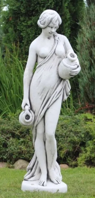 Solange Der Vorrat Reicht Casa Padrino escultura de gárgola Art Nouveau mujer con jarras gris A. 140 cm - Elegante figura de piedra de gárgola - Accesorios de Decoración de Jardín Barroco y Art Nouveau