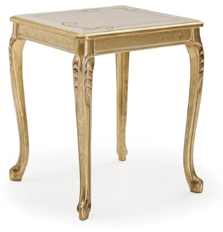 Echt Casa Padrino mesa auxiliar barroco de lujo oro / crema / blanco - Mesa cuadrada de madera maciza en estilo barroco - Muebles de salón de lujo en estilo barroco - Muebles barrocos