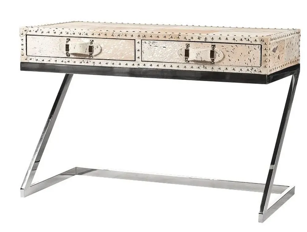 Knallerangebot Casa Padrino escritorio de lujo con 2 cajones piel / plata 110 x 50 x H75 / metal - Secretaria