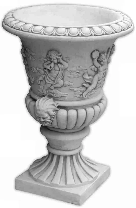 Direkt Vom Hersteller Casa Padrino maceta decorativo de jardín barroco gris Ø 55 x A. 78 cm - Magnífico macetero de estilo barroco - Decoración barroco de jardín - Decoración barroco de terraza - Accesorios barroco