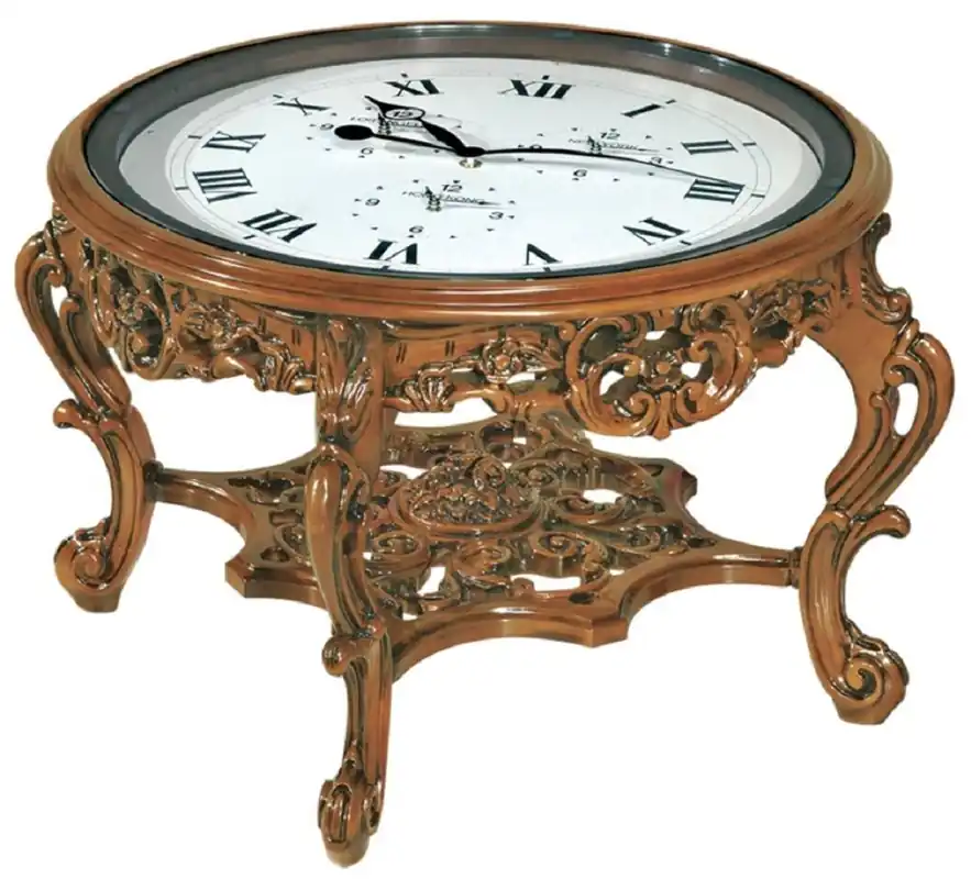 Casa Padrino mesa de centro barroco de lujo con reloj marrón - Magnífica mesa de centro de estilo barroco - Muebles Barrocos - Noble y Magnífico - Calidad de lujo - Hecho en Italia Kracherpreis