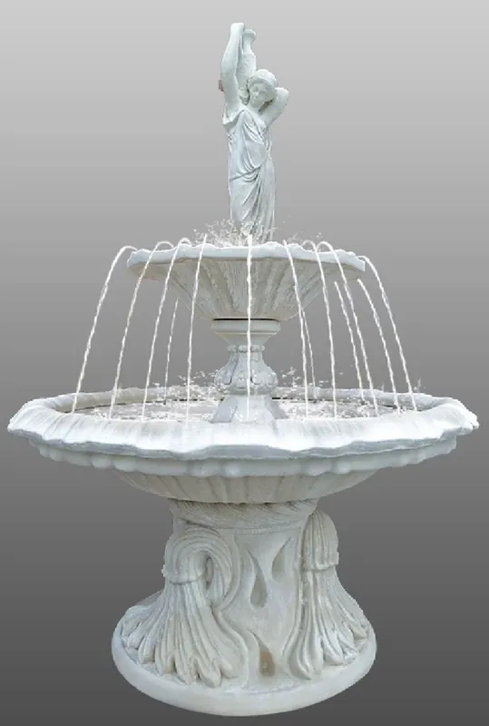 Casa Padrino fuente barroco mujer con jarro blanco Ø 145 x A. 215 cm - Magnífica fuente de jardín de estilo barroco - Fuente redonda de piedra para decoración de jardín Sichere Zahlung