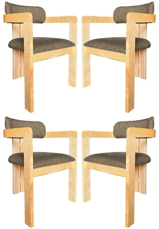 Top-Preis Casa Padrino conjunto de sillas de comedor de lujo de 4 con reposabrazos negro / natural 56 x 54 x A. 82 cm - Muebles de comedor - Muebles de restaurante - Muebles de madera maciza - Muebles de lujo