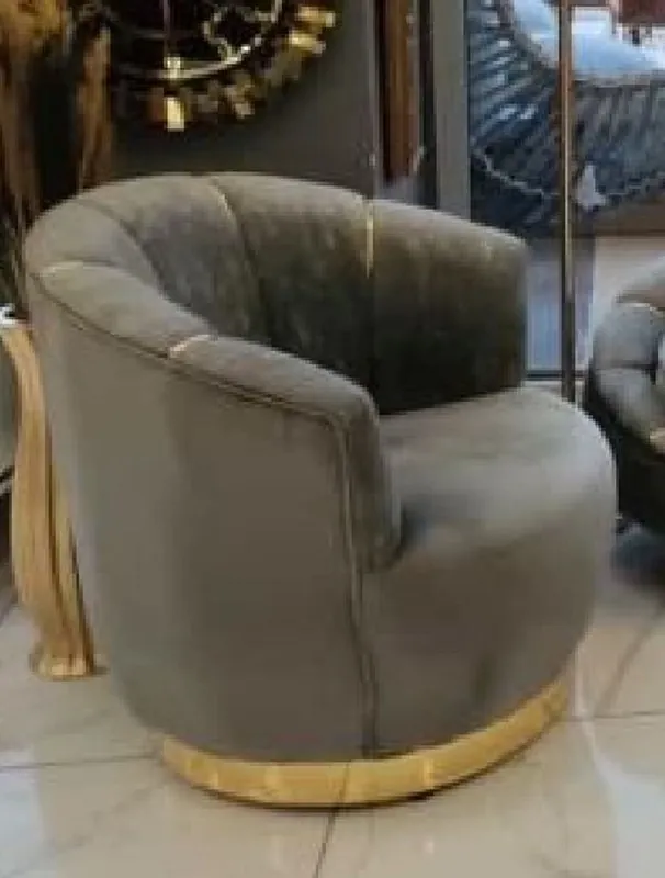 Casa Padrino sillón de lujo gris / oro 75 x 70 x A. 80 cm - Sillón de salón - Sillón de hotel - Muebles de salón - Muebles de hotel - Muebles de lujo - Interiores de salón - Interiores de lujo Markenprodukt