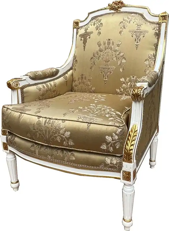 Casa Padrino sillón barroco patrón oro imperio / blanco / oro - Muebles de salón interior Knallerangebot
