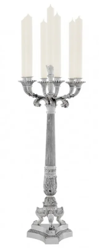 Neu Casa Padrino portavela barroco de lujo plata Ø 30 x A. 79 cm - Magnífico portavela de metal de estilo barroco - Accesorios decorativos barrocos
