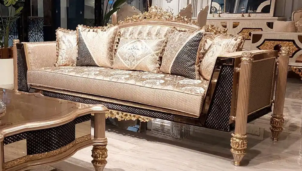 Preiswert Casa Padrino sofá de salón barroco de lujo oro / negro / gris / oro - Sofá de estilo barroco hecho a mano - Muebles de salón de lujo en estilo barroco - Muebles barrocos - Noble y Magnífico