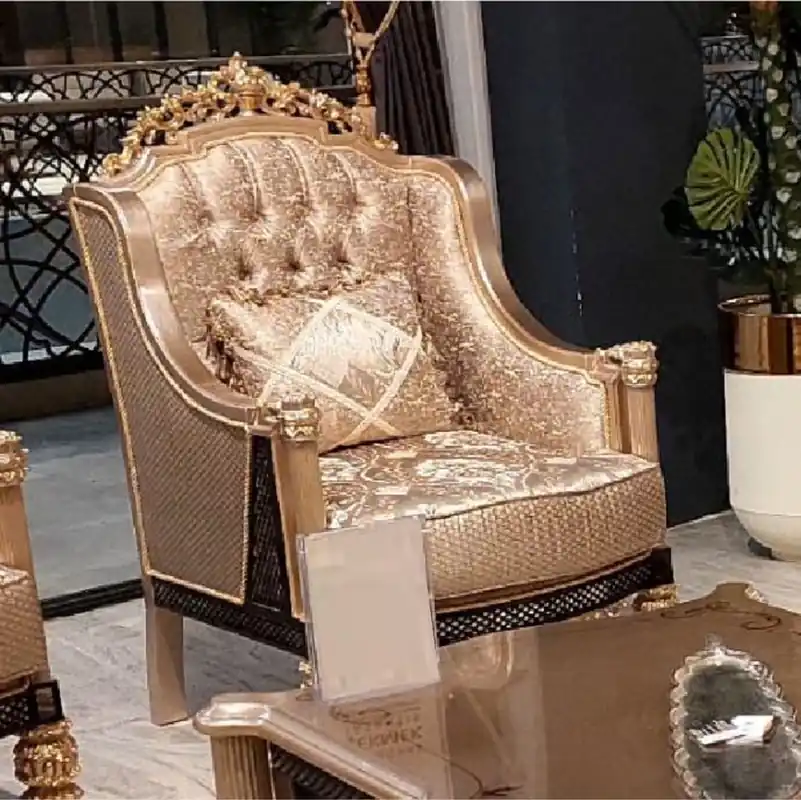 Casa Padrino sillón de salón barroco de lujo oro / negro / gris / oro - Sillón de estilo barroco hecho a mano - Muebles de salón de lujo en estilo barroco - Muebles barrocos - Noble y Magnífico Preiswert