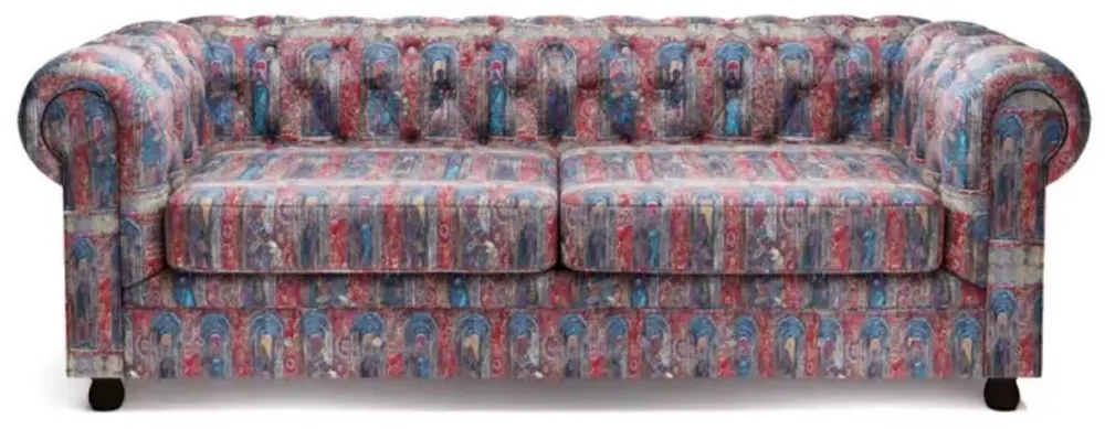 Top-Preis Casa Padrino sofá Chesterfield de lujo en terciopelo multicolor / negro 220 x 96 x A. 78 cm - Sofá de salón - Muebles de salón - Muebles Chesterfield - Muebles de lujo - Interior de salón