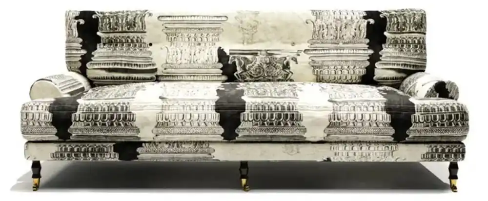 Casa Padrino sofá de terciopelo de lujo crema / blanco / negro / latón 200 x 100 x A. 87 cm - Sofá de salón - Sofá de hotel - Muebles de salón - Muebles de hotel - Muebles de lujo Günstig