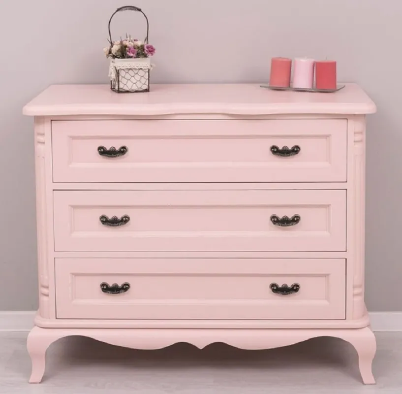 Casa Padrino cómoda de estilo campestre rosa 110 x 48 x A. 89 cm - Armario de madera maciza con 3 cajones - Muebles de dormitorio de estilo campestre - Estilo campestre muebles Zertifiziert