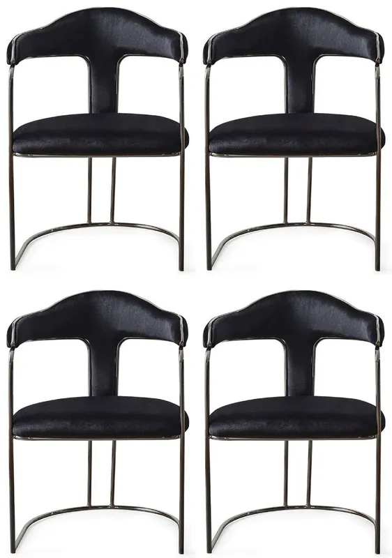 Casa Padrino conjunto de 4 sillas de comedor Art Deco de lujo con reposabrazos negro / bronce 60 x 58 x A. 92 cm - Muebles de comedor - Muebles de restaurante - Muebles Art Deco - Muebles de lujo Schneller Versand