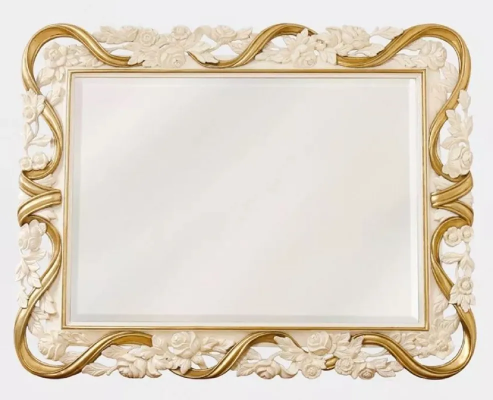 Bestpreis Casa Padrino espejo barroco de lujo crema blanco / oro - Magnífico espejo de pared de estilo barroco hecho a mano - Muebles de lujo en estilo barroco - Magníficos muebles barrocos